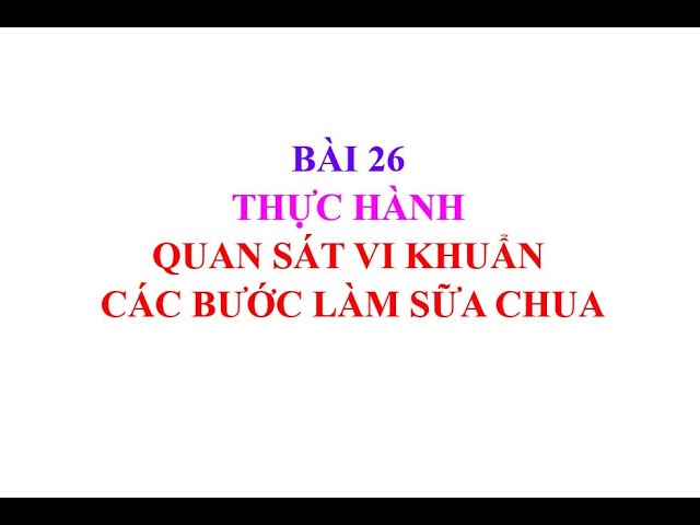 BÀI 26. THỰC HÀNH QUAN SÁT VI KHUẨN. TÌM HIỂU CÁC BƯỚC LÀM SỮA CHUA